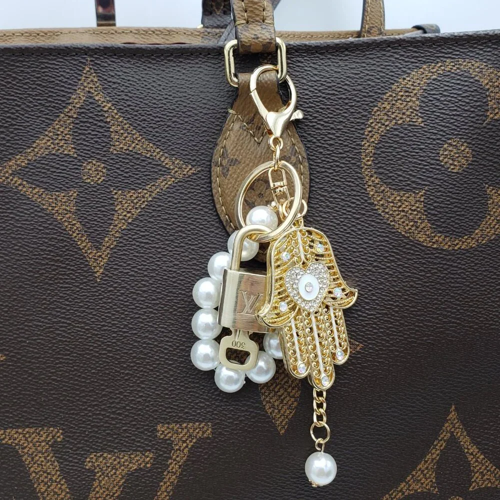 Louis Vuitton Gold Lock 🔒 Authentic LV Key + Unbranded Evil Eye Bag Charm